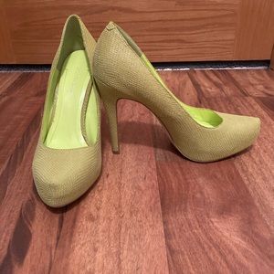 Chartreuse Snake Pattern Heels